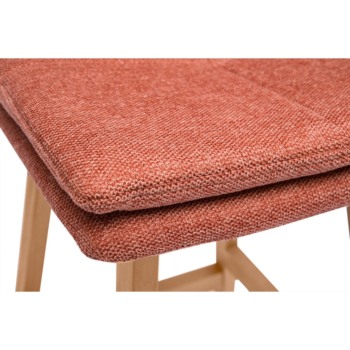 BARHOCKER Terrakotta Stoff Samteffekt Holz 2er-Set JOAN - Terracotta, Textil (46.2/88/39cm) - Miliboo