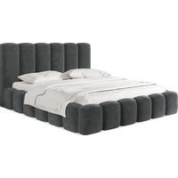 POLSTERBETT Serenity mit Bettkasten, Grau Samt 120x200 cm - Birkefarben/Schwarz, Holz/Holzwerkstoff (120/200cm) - WFL GROUP