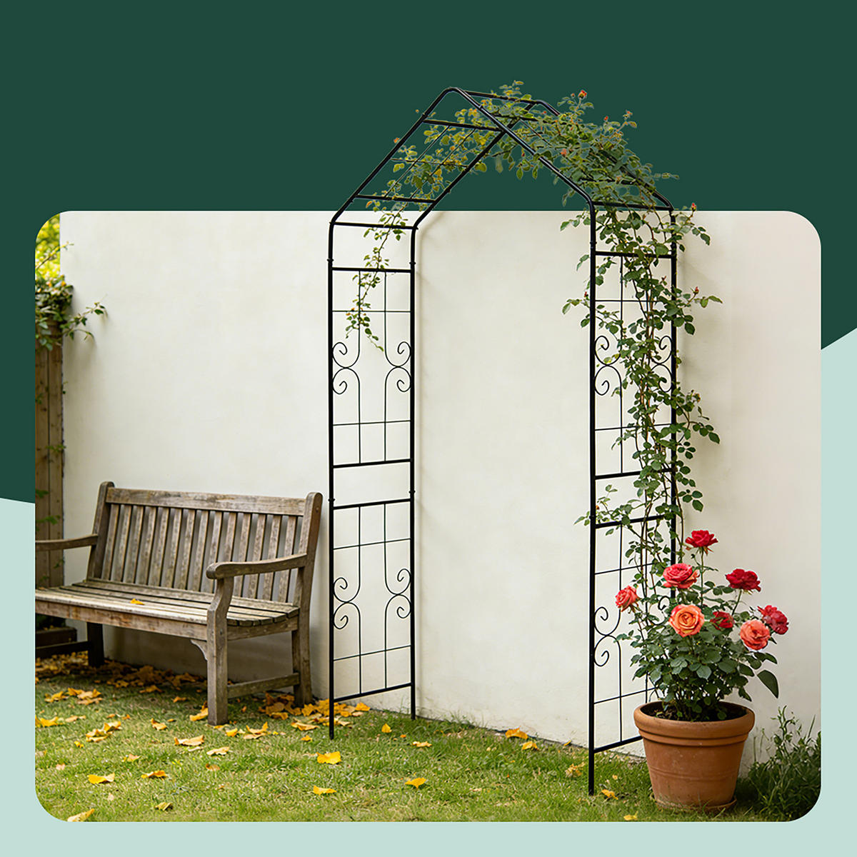 OBLÚK ruží - čierna, kov (143/240/43cm) - Relaxdays