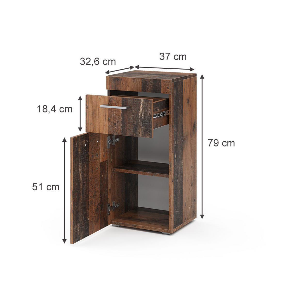 STŘEDNÍ SKŘÍŇKA Luna Oldstyle - hnědá, kompozitní dřevo (37/79/32.6cm) - Vicco