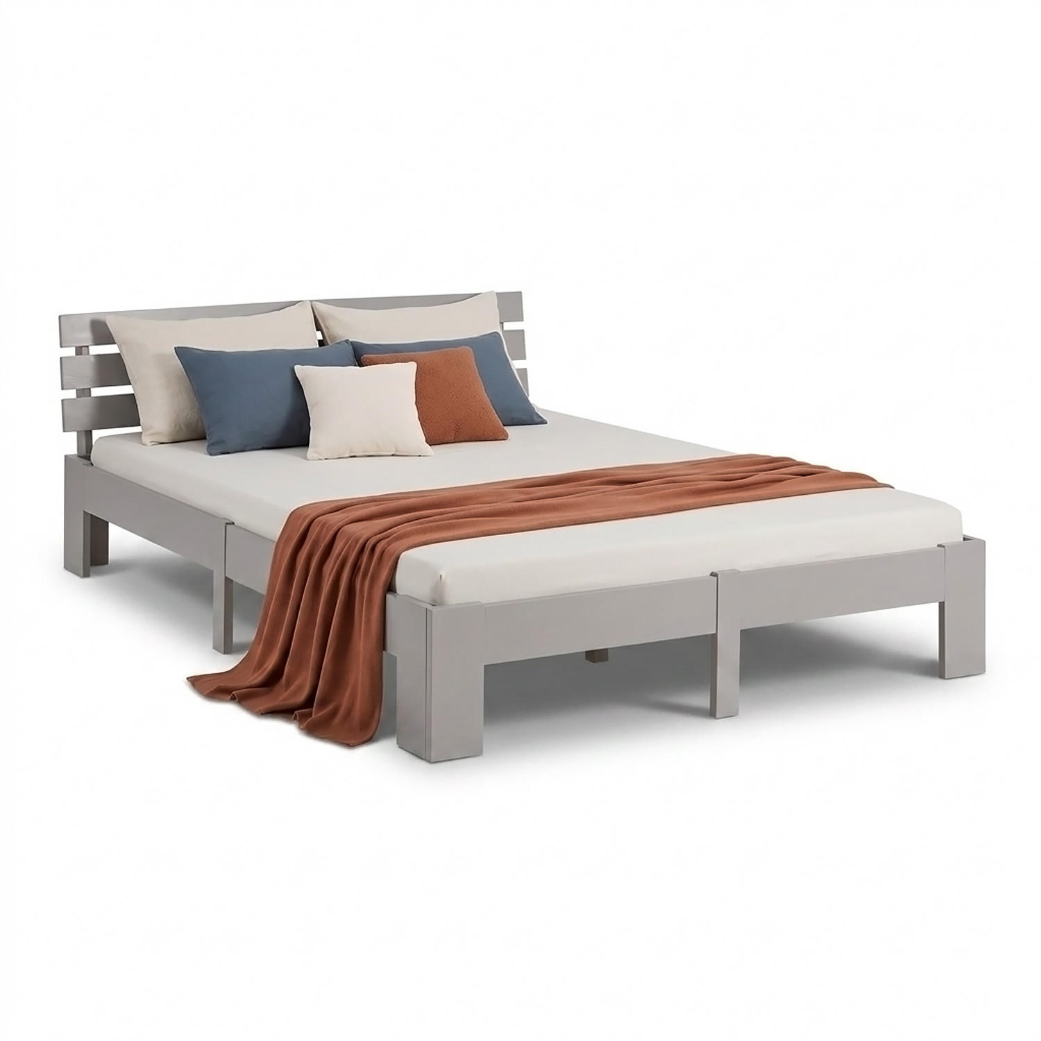 HOLZBETT 180/200 cm mit Lattenrost grau - Grau, Holz (180/200cm) - Homestyle4u
