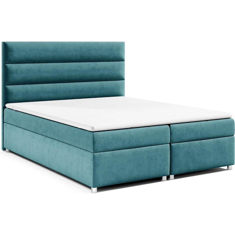 BOXBETT mit Bettkasten Trinity K-1 Bonellfederkern inkl. Topper - Hellblau, Holz/Holzwerkstoff (180/200cm) - Best For Home