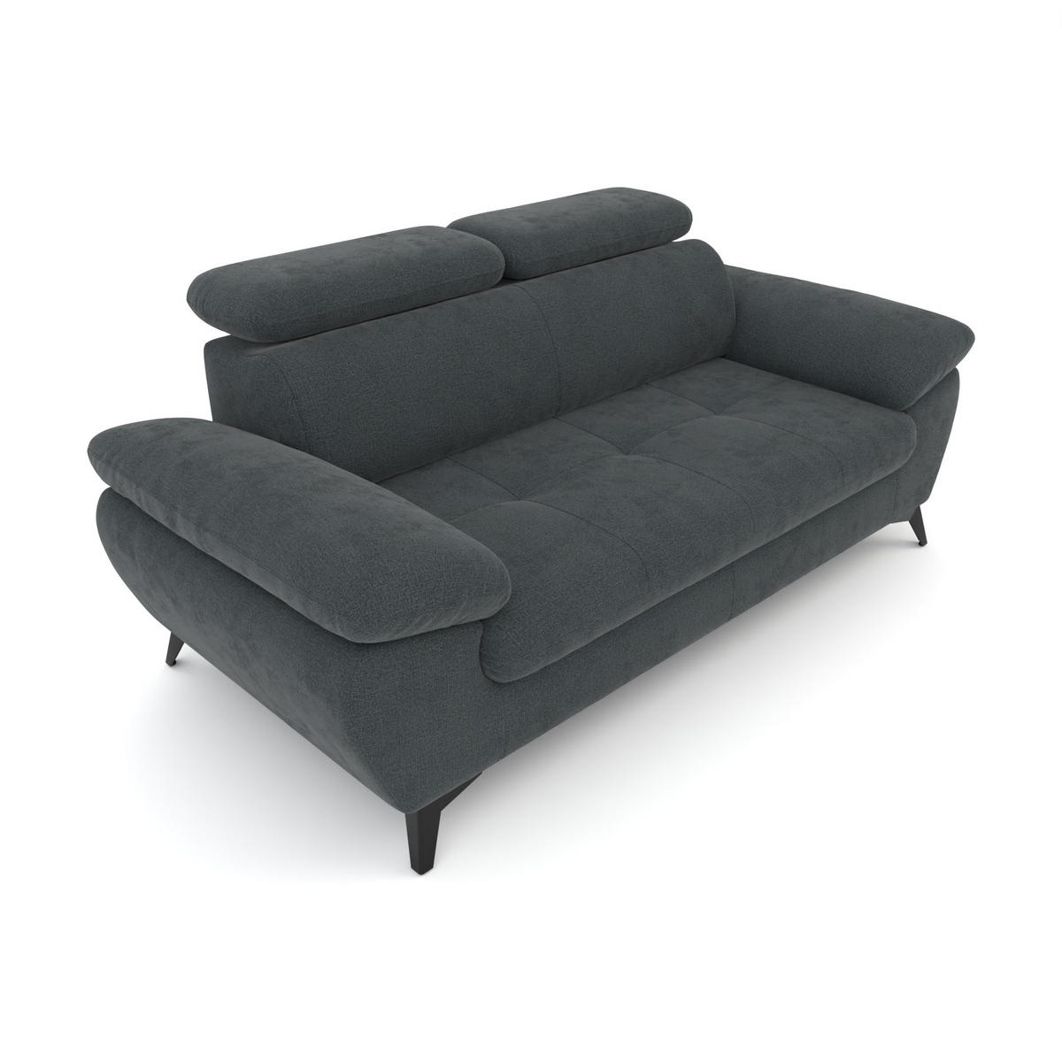 2,5-SITZER Karlstad Chenille Grau verstell. Kopfstützen B 194 cm - Anthrazit, Kunststoff/Textil (194/84/100cm) - foamnova