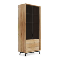 VITRINE Modern Loft Eiche Natur 100 / 45 / 200cm - Eichefarben/Schwarz, Holz (100/200/45cm) - Feldmann-Wohnen