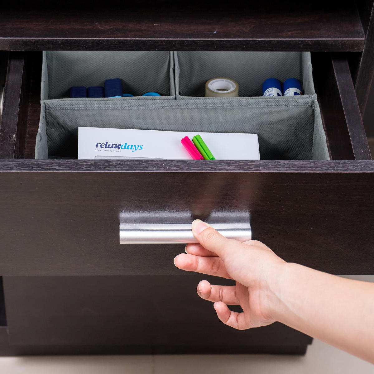 4-DIELNY organizér na zásuvky - sivá, textil (35/10/33cm) - Relaxdays