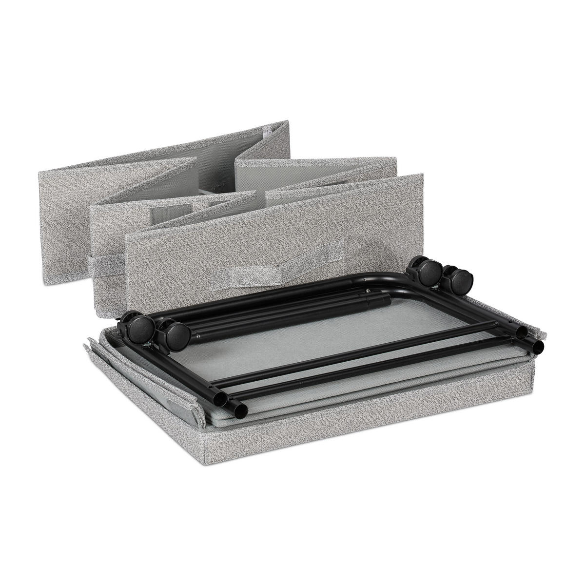 2XÚLOŽNÁ pod posteľ - sivá, kov/plast - Relaxdays