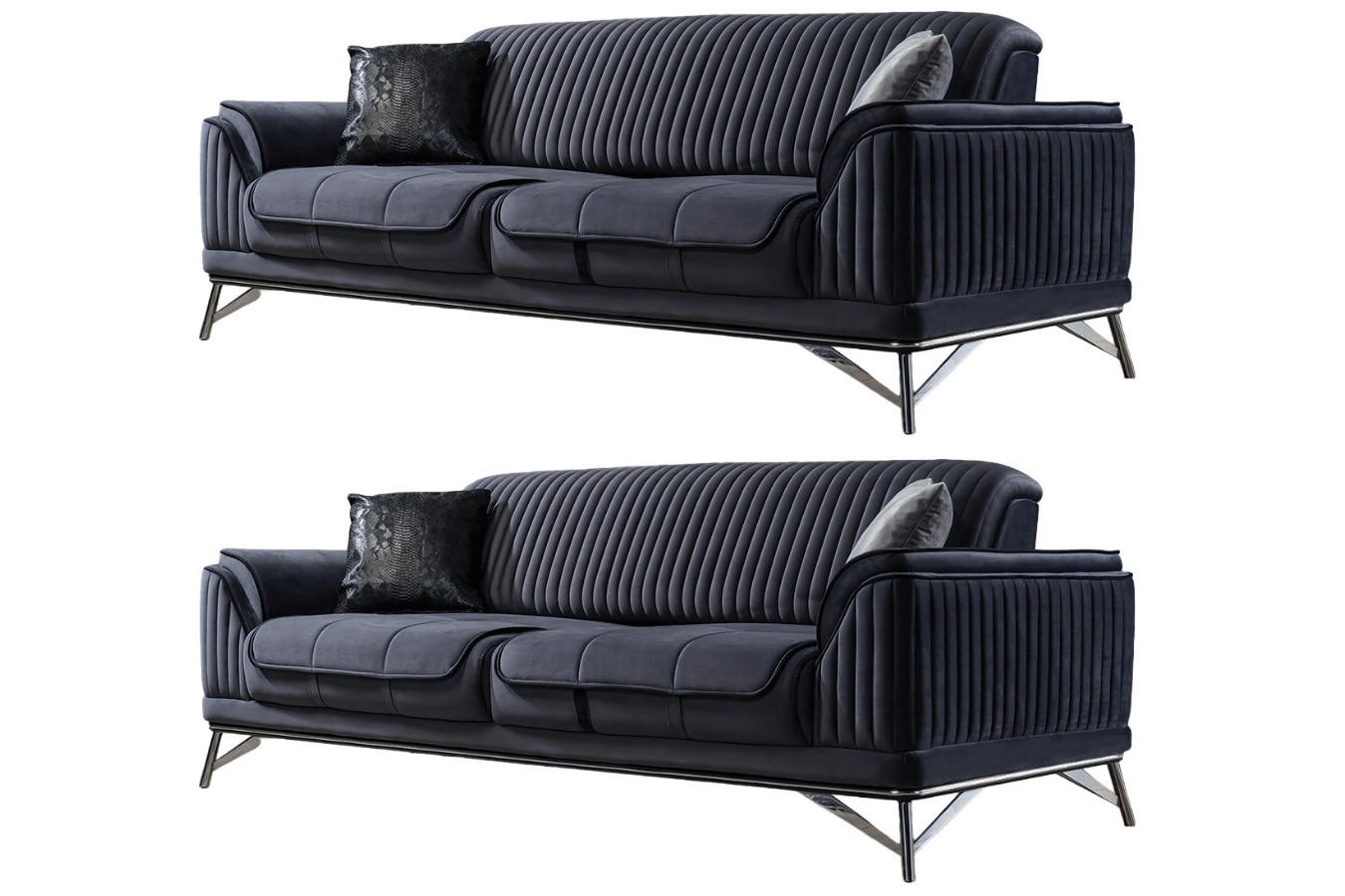 SITZGARNITUR Bond Anthrazit Stellvariante:2+2 - Anthrazit, Holz (187/85/100cm) - Villa Möbel