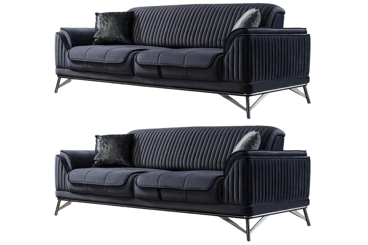 SITZGARNITUR Bond Anthrazit Stellvariante:3+2 - Anthrazit, Holz (227/85/100cm) - Villa Möbel