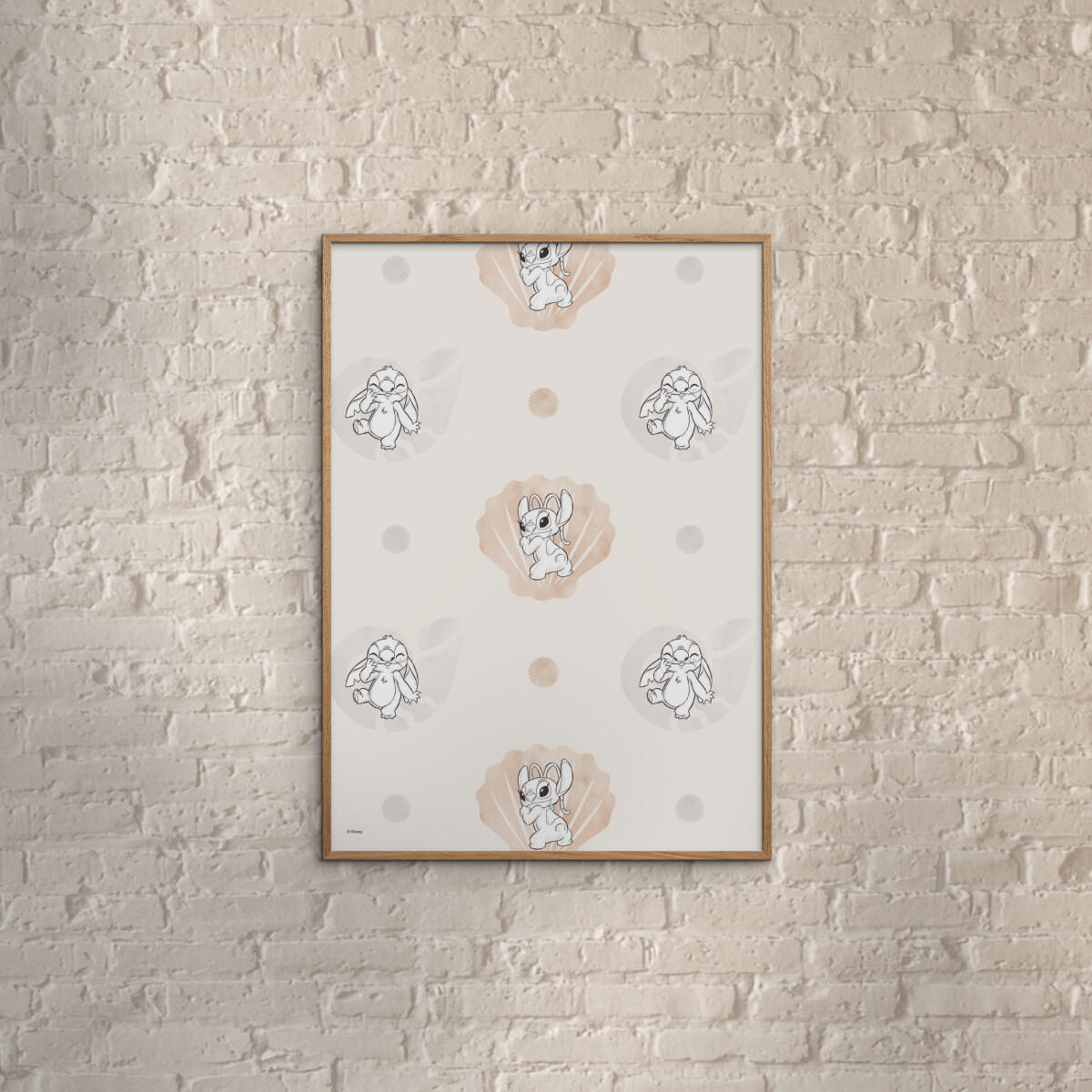 POSTER mit Rahmen Disney - Disney - Stitch Bubble Pattern - Eichefarben/Multicolor, Holz/Papier (70/100cm) - Poster&Frame