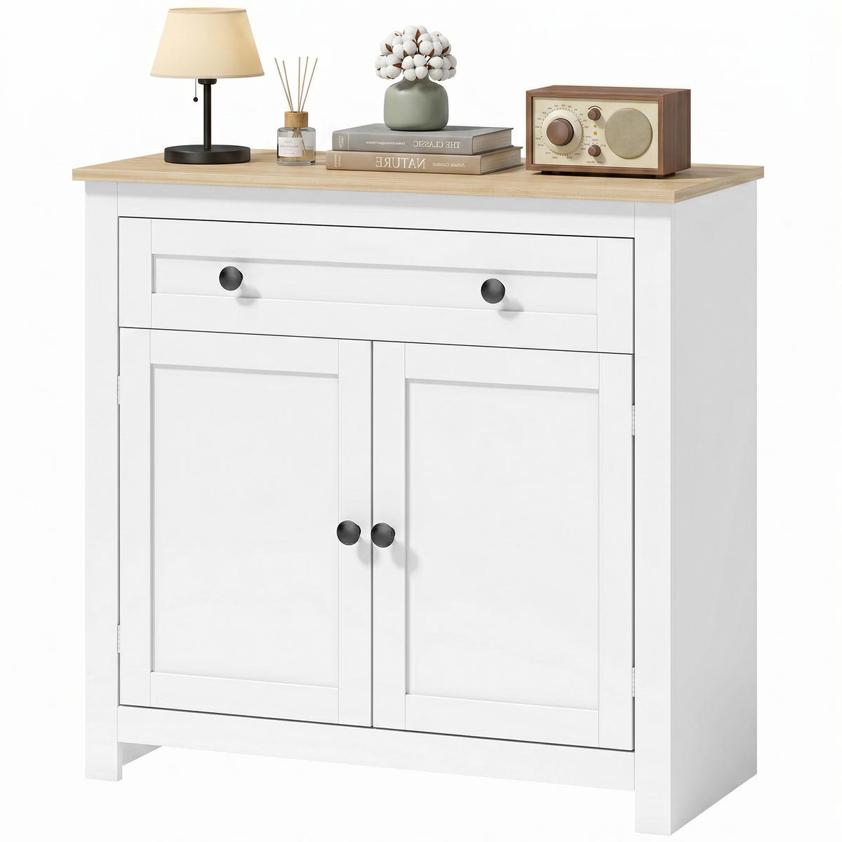 SIDEBOARD DE-08724 mit Schublade & verstellbarem Regal Weiß - Weiß, Holzwerkstoff (78.5/80/35cm) - ComfortXL