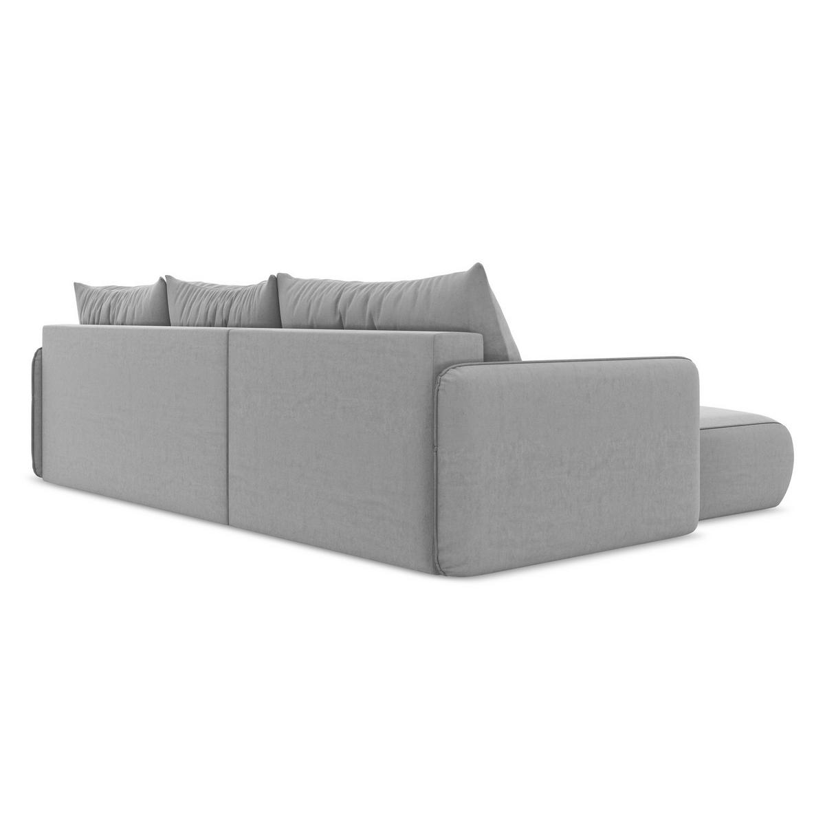 ECKSOFA mit Schlaffunktion Samt Stoff Grau - Schwarz/Grau, Kunststoff/Textil (148/240cm) - LaMiaSofa