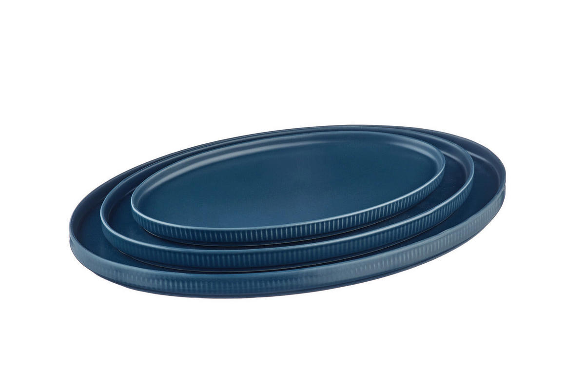 SERVIERPLATTEN Scandi - 3er-Set - Marineblau - Blau, Keramik (1/1/1cm) - Björn