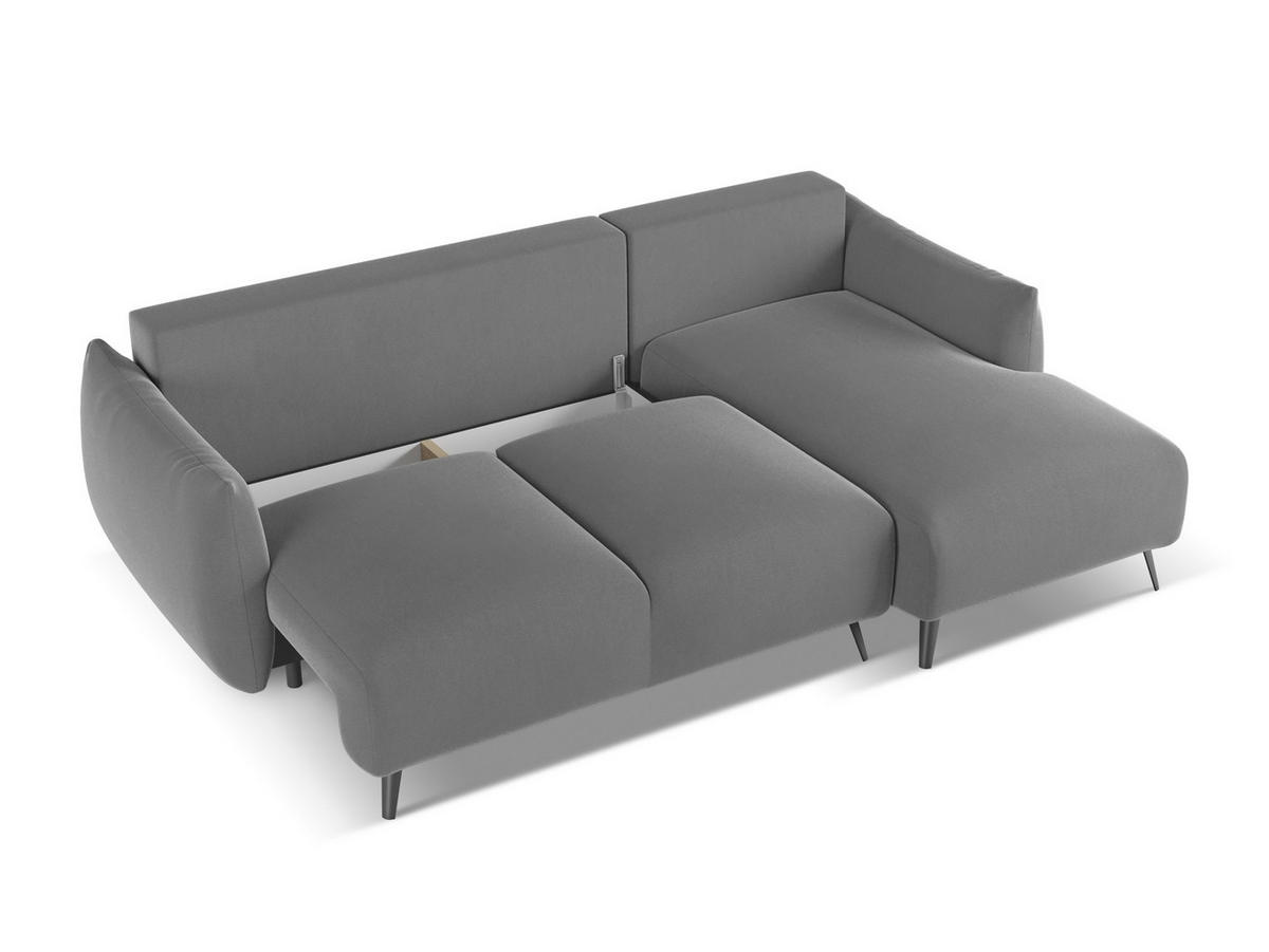 ECKSOFA mit Schlaffunktion Samt Stoff Grau - Schwarz/Grau, Textil/Metall (242/162cm) - Makamii