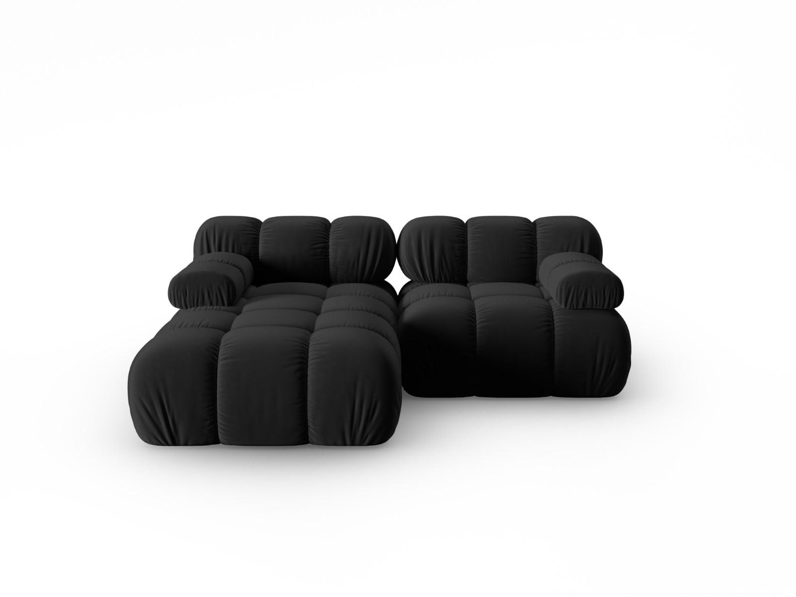 MODULARES-ECKSOFA links Bellis aus Samt schwarz 3 Sitzplätze - Schwarz, Textil (157/191cm) - Micadoni