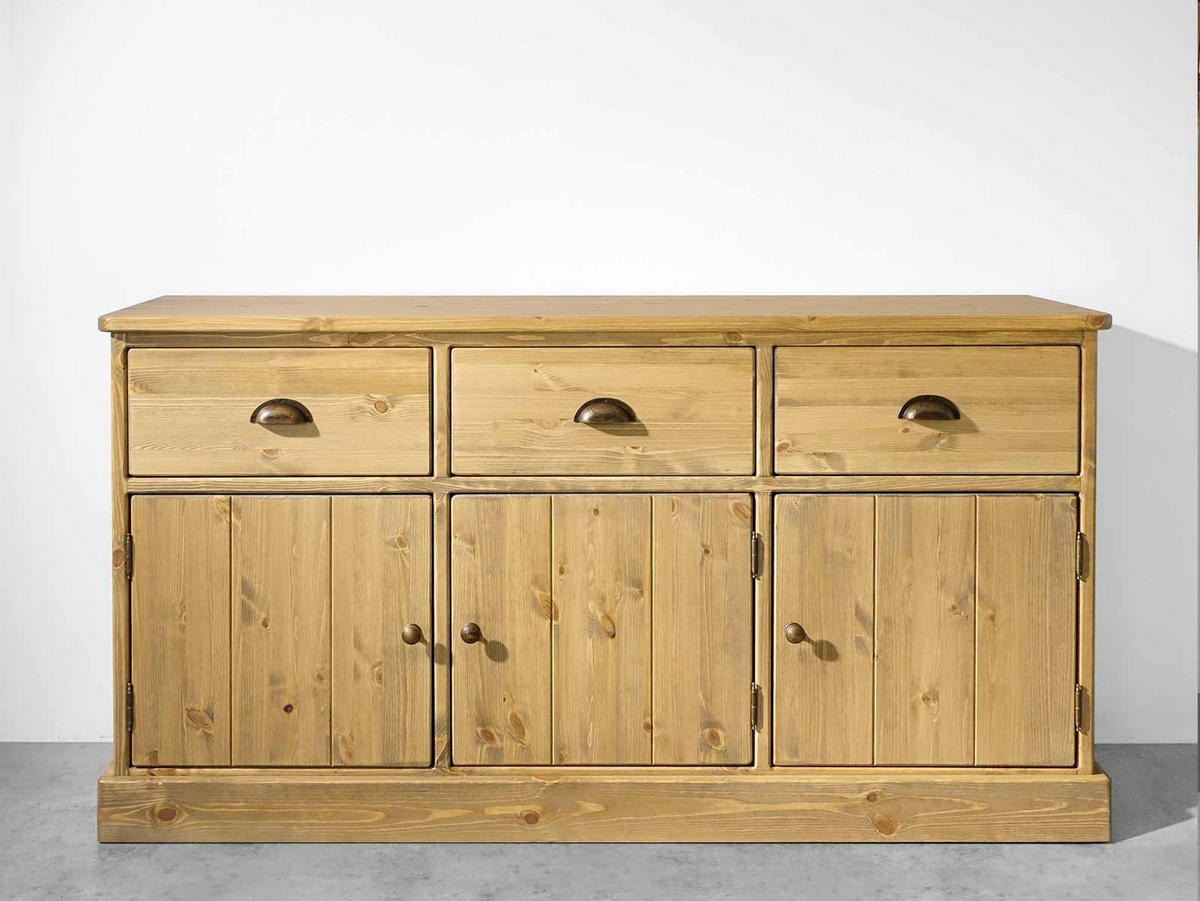 KOMMODE aus Massivholz Dakota 3 - Hellbraun, Holz (152/80/46cm) - Seart