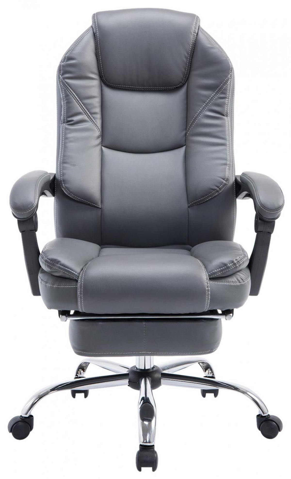 CHEFSESSEL Lederlook Grau - Chromfarben/Grau, Textil/Metall (67/114/64cm) - CLP