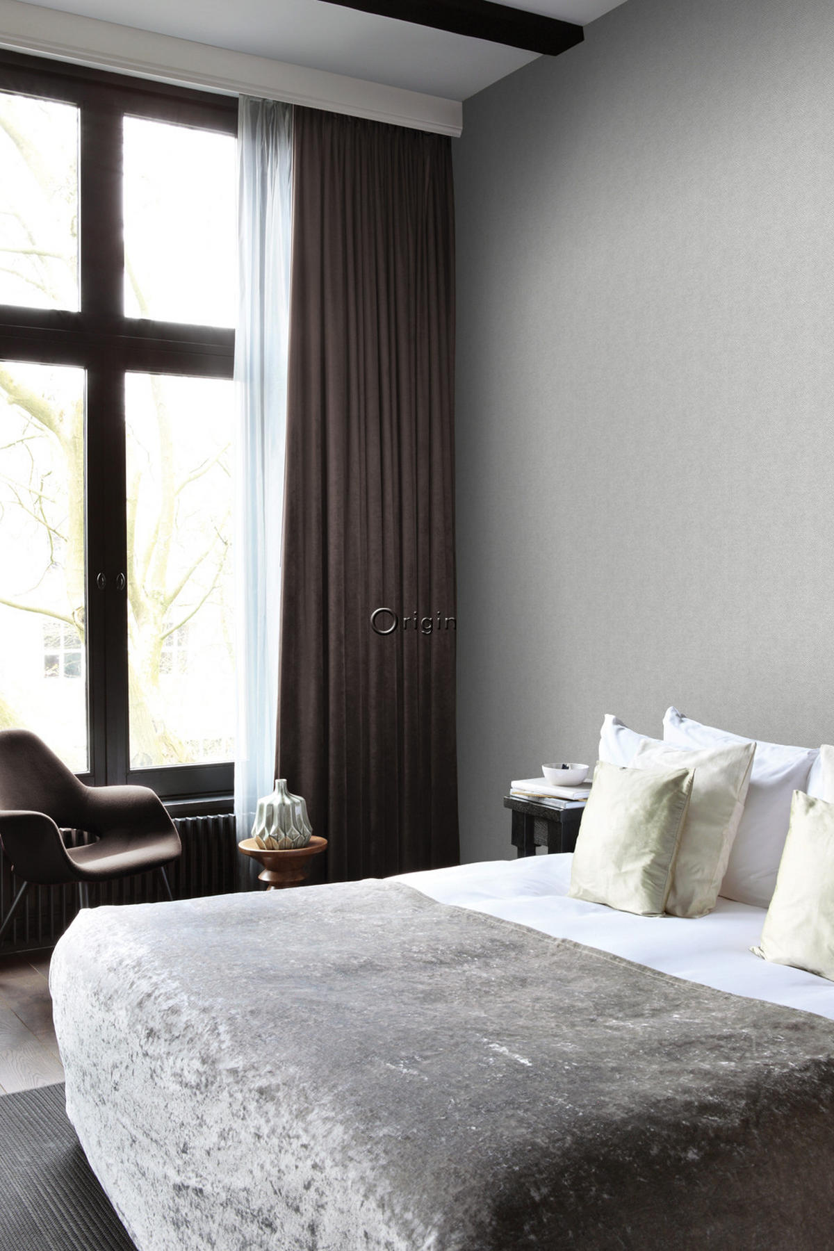TAPETE Fischgrätmuster 53 cm x 10.05 m - Grau, Papier (53/1000cm) - Origin Wallcoverings