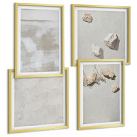 BILDER SET 4er Set - 50x50 cm & 40x60 cm Goldrahmen - Boho-Textur aus Sandsteinen - Goldfarben, Kunststoff (50/50cm) - TULUP