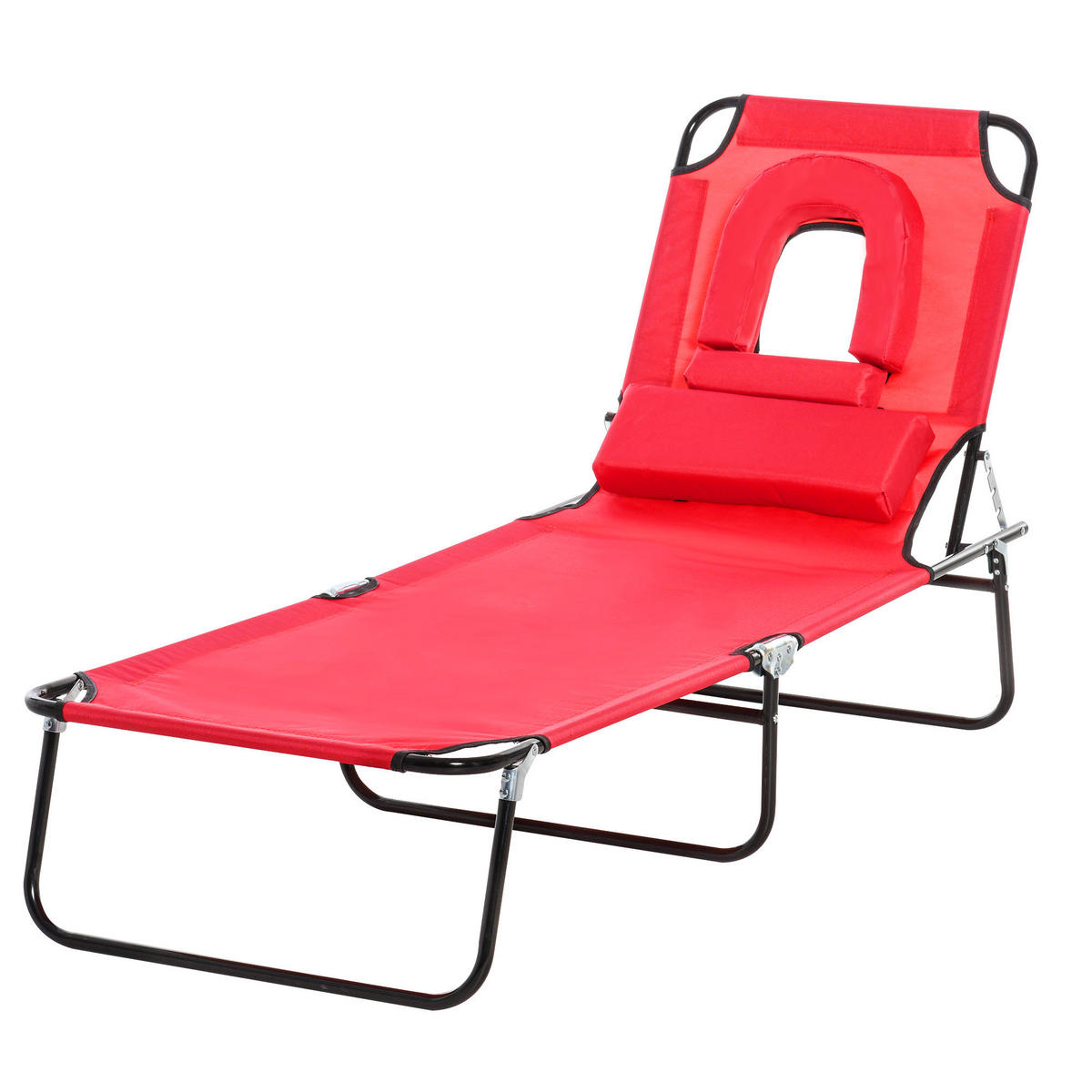 SONNENLIEGE DE-15582 klappbar, 4-fach verstellbar Rot - Rot, Metall (58/36/187cm) - ComfortXL