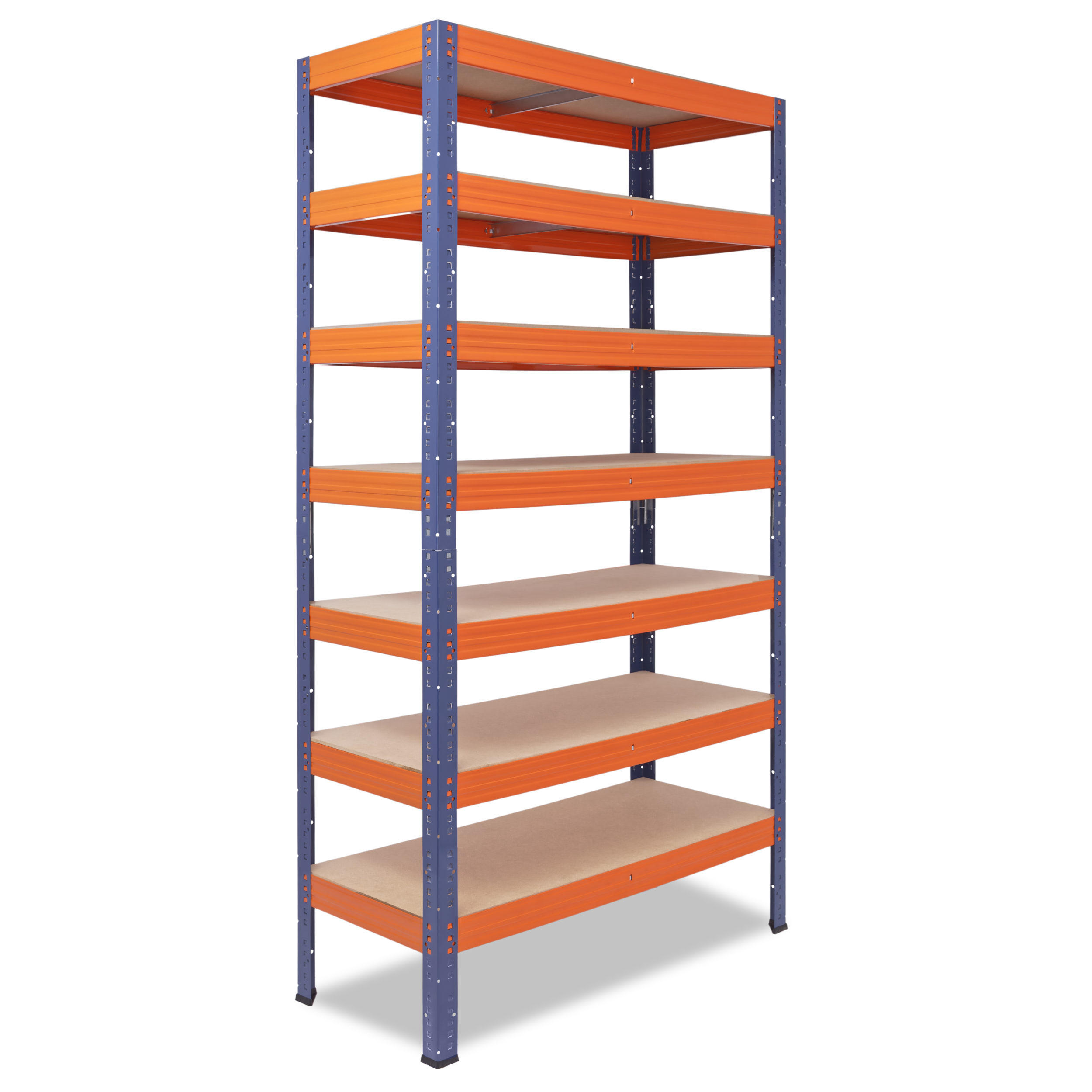 SCHWERLASTREGAL PRO 230x100x45 cm in blau-orange mit 7 Böden und 142 kg Traglast pro Boden - Multicolor, Metall (100/230/45cm) - shelfplaza