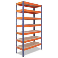 SCHWERLASTREGAL PRO 230x100x45 cm in blau-orange mit 7 Böden und 142 kg Traglast pro Boden - Multicolor, Metall (100/230/45cm) - shelfplaza