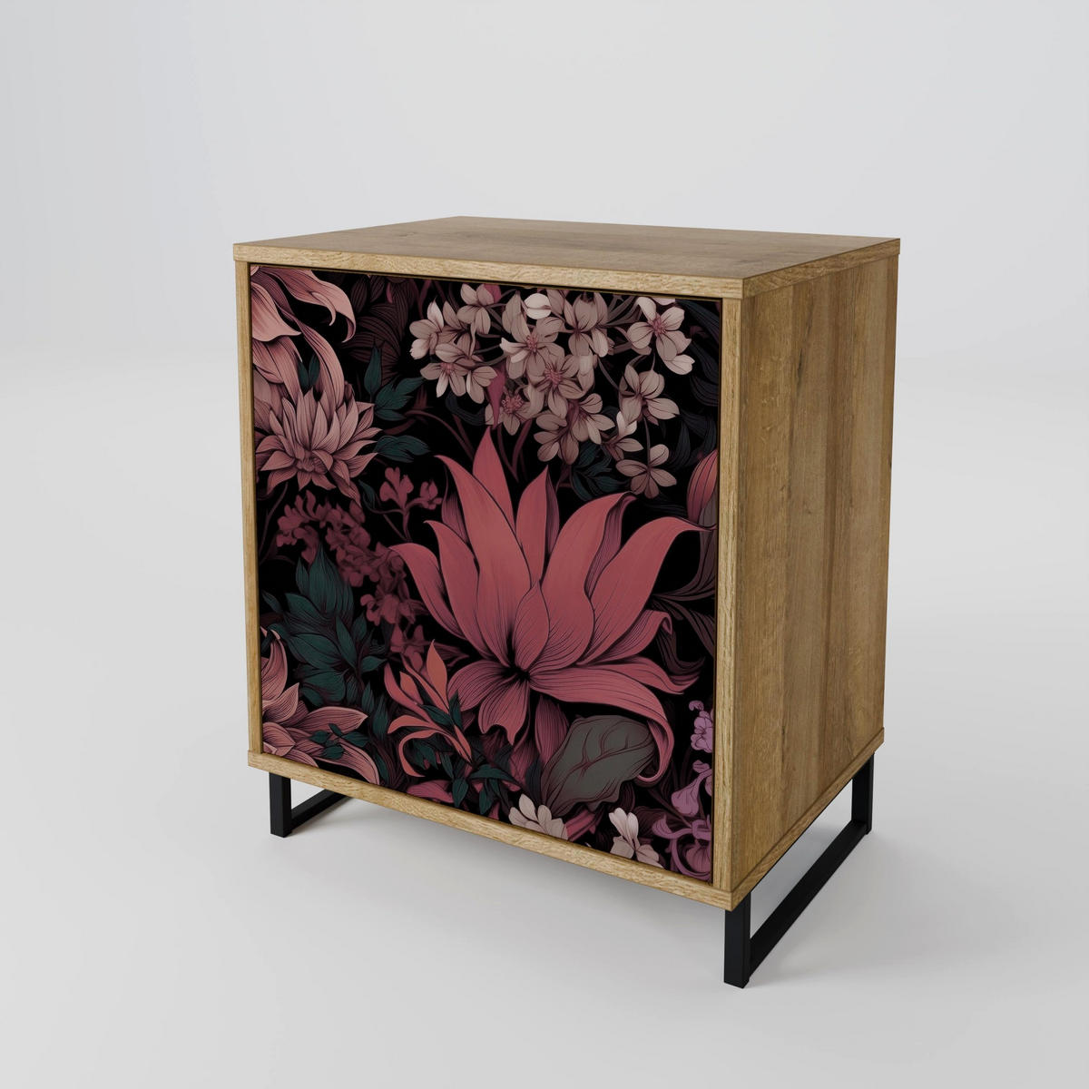 SIDEBOARD FLORAL WHISPER, Eichefarben, 57,5x42x57,5 cm, Ohne Füße - Eichefarben/Multicolor, Holzwerkstoff (57.5/57.5/42cm) - SpaceRebels