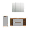 BADMÖBEL-SET Lotta Eiche/Grau mit Kachelstruktur 3 Teile - Eichefarben/Grau, Holzwerkstoff (119.2/62.5/35cm) - Vicco