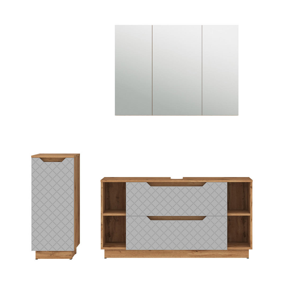 KOUPELNOVÝ NÁBYTEK Lotta Dub/šedá se strukturou dlaždic - šedá/barva dubu, kompozitní dřevo (119.2/62.5/35cm) - Vicco