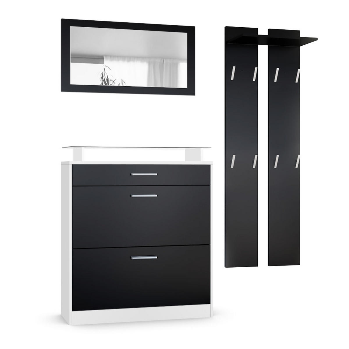 GARDEROBE Loret Front in Schwarz matt - Schwarz, Holzwerkstoff (180/200/23cm) - Vladon