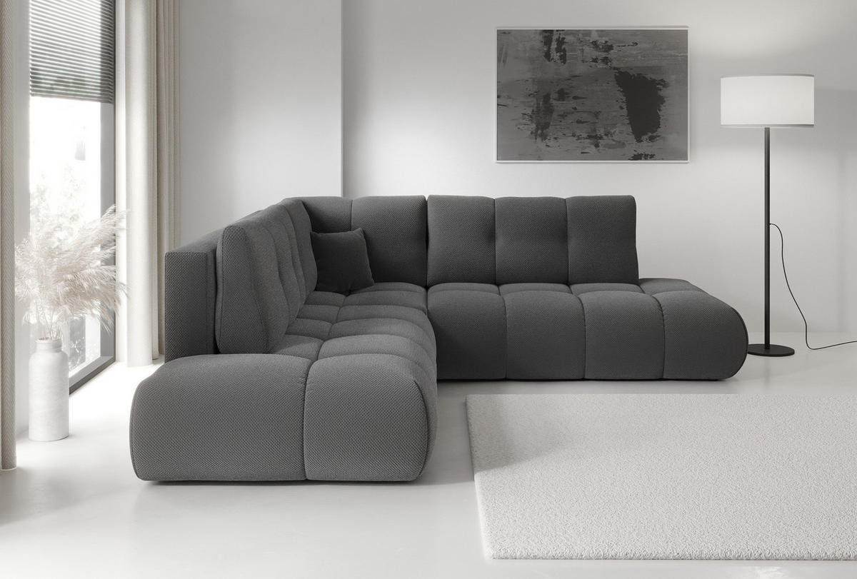 ECKSOFA Grafit SOHI Curio 97 Ausziehbar Mit Schlaffunktion - Graphitfarben, Textil (266.5/266.5cm) - Sepro Meble