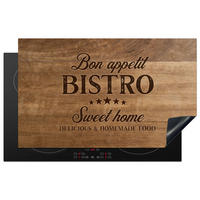HERDABDECKPLATTE Zitat - Bistro - Guten Appetit - Süßes Zuhause - Holzmaserung 85x52 cm - Braun, Kunststoff (85/0.2/52cm) - MuchoWow