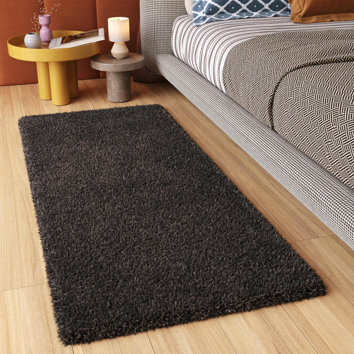 TEPPICHLÄUFER ESSENCE anthrazit uni 80/200 cm - Anthrazit, Textil (80/200cm) - Tapiso
