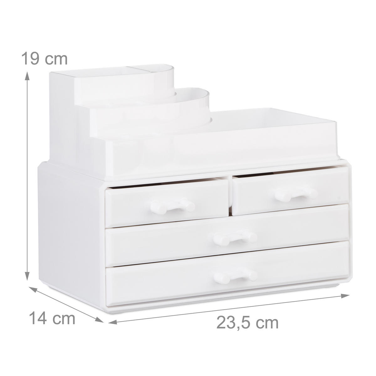 MAKEUP Organizer - Weiß, Kunststoff (23.5/19/14cm) - Relaxdays