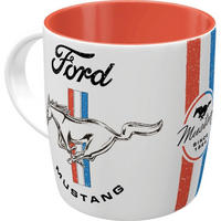 KAFFEETASSE 330 ml Ford Mustang Horse & Stripes Logo - Multicolor, Keramik (0.33L) - Nostalgic-Art