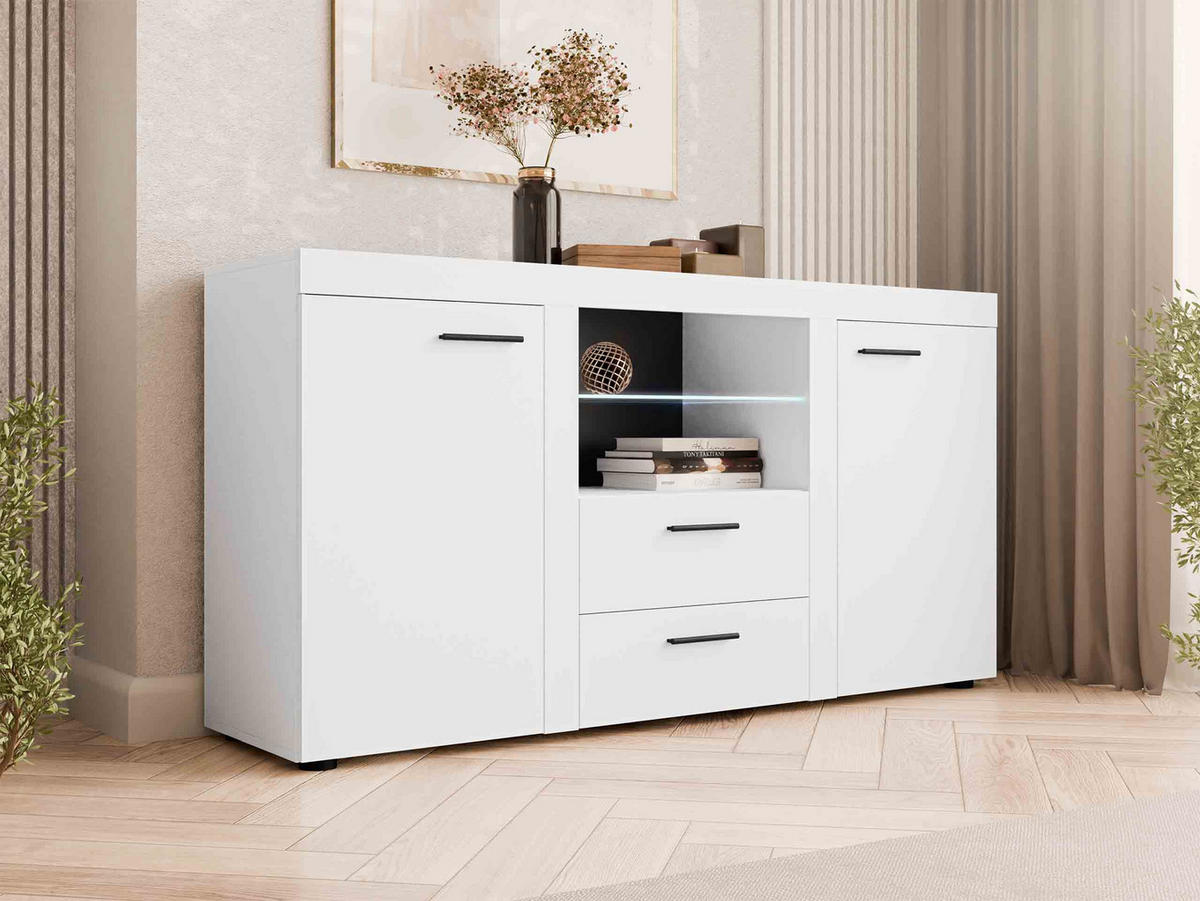 KOMMODE Rumba mit LED Beleuchtung - Weiß, Holzwerkstoff (156/82/40cm) - MIRJAN24