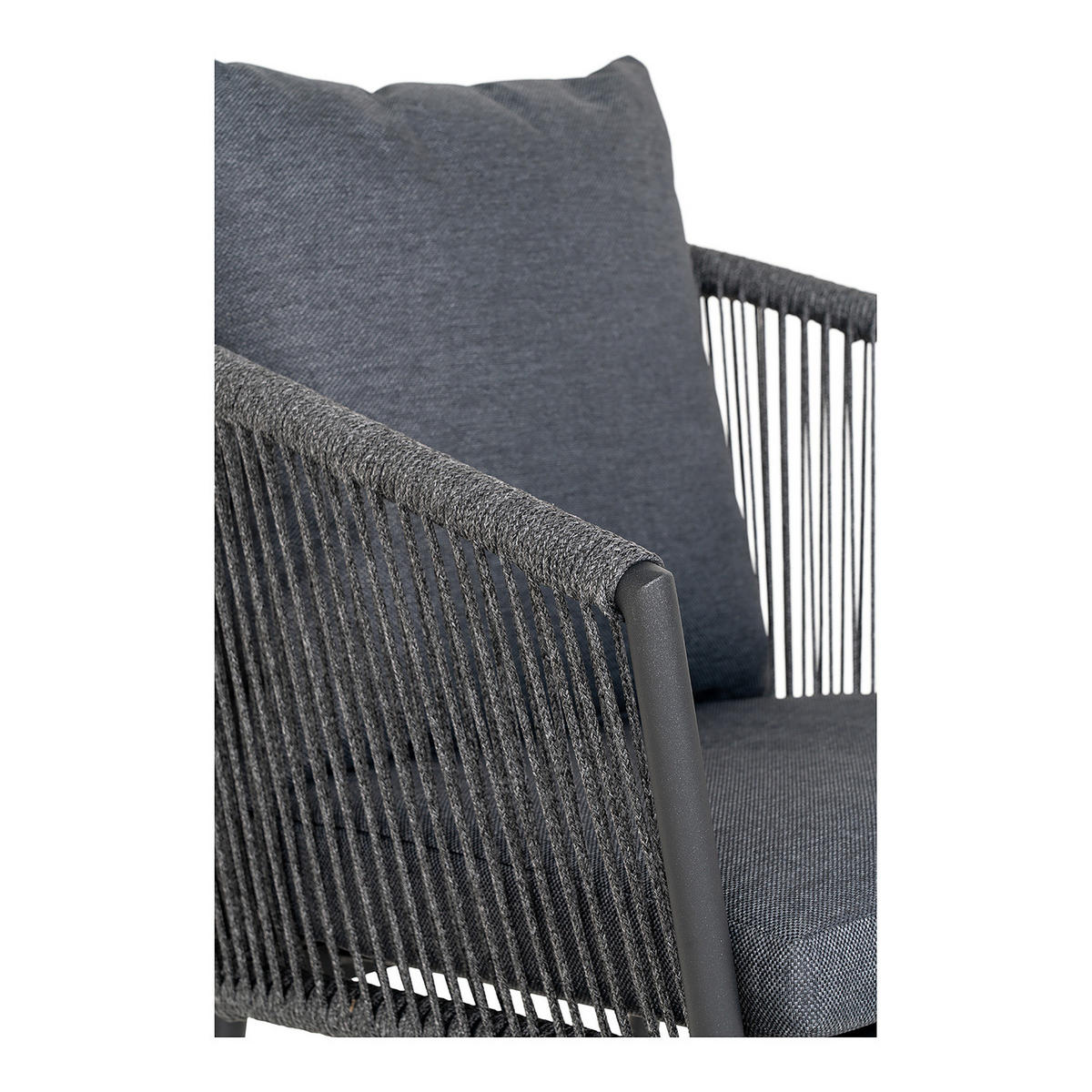 GARTENSTUHL - 4er-Set - Schwarz - Grau - Polyester - Aluminium - 59 x 78 x 62 cm - Schwarz/Grau, Textil/Metall (59/78/62cm) - home24