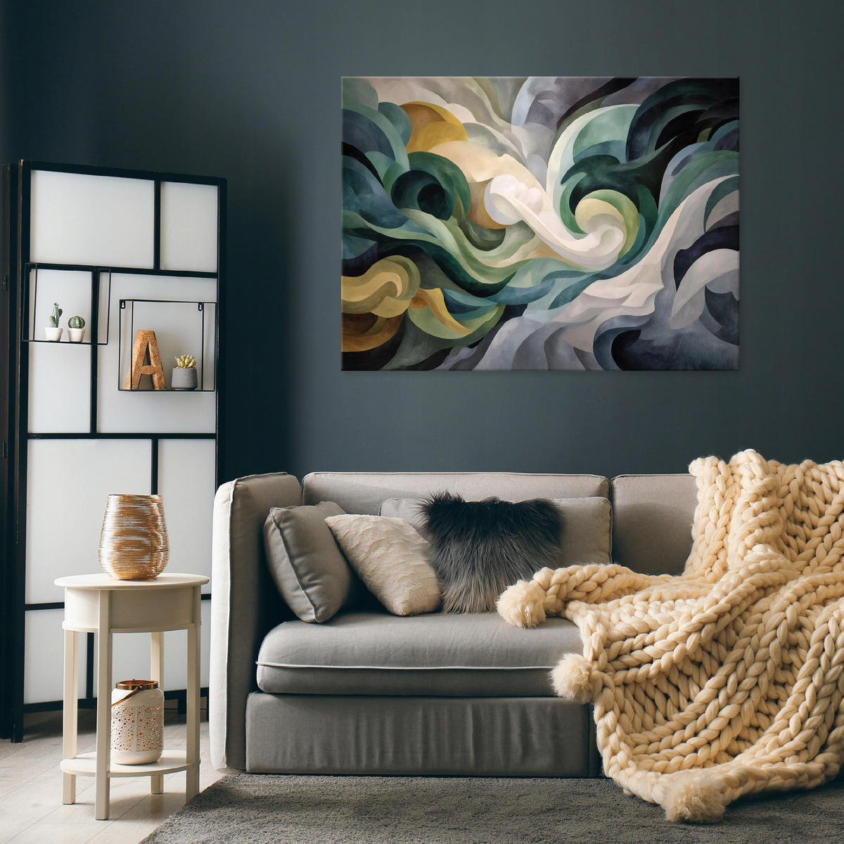 LEINWANDBILD Abstrakt Marmor Grün 60x40 cm - Multicolor, Holzwerkstoff (60/40cm) - Wallarena