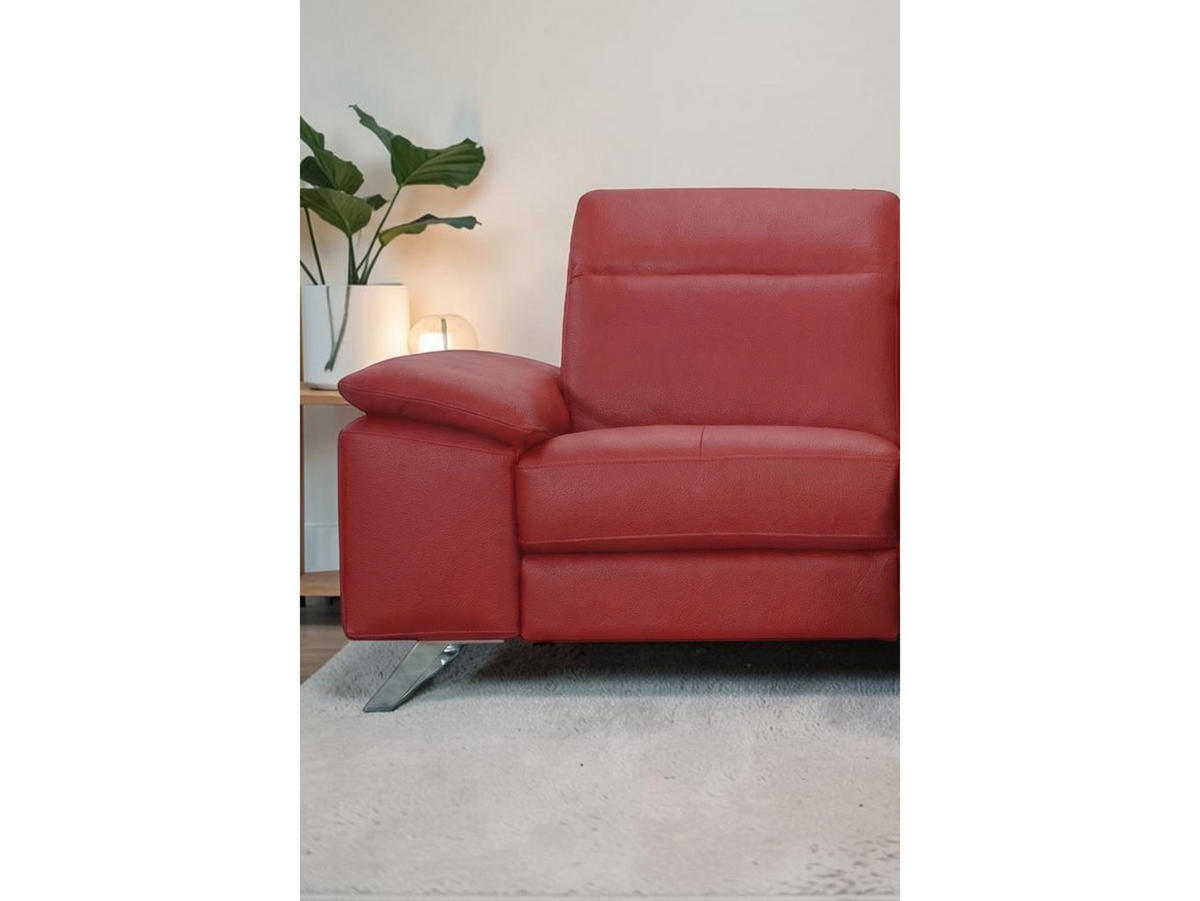 3-SITZER Sofa Genius Echtleder Rot - Rot, Leder/Metall (220/80/104cm)