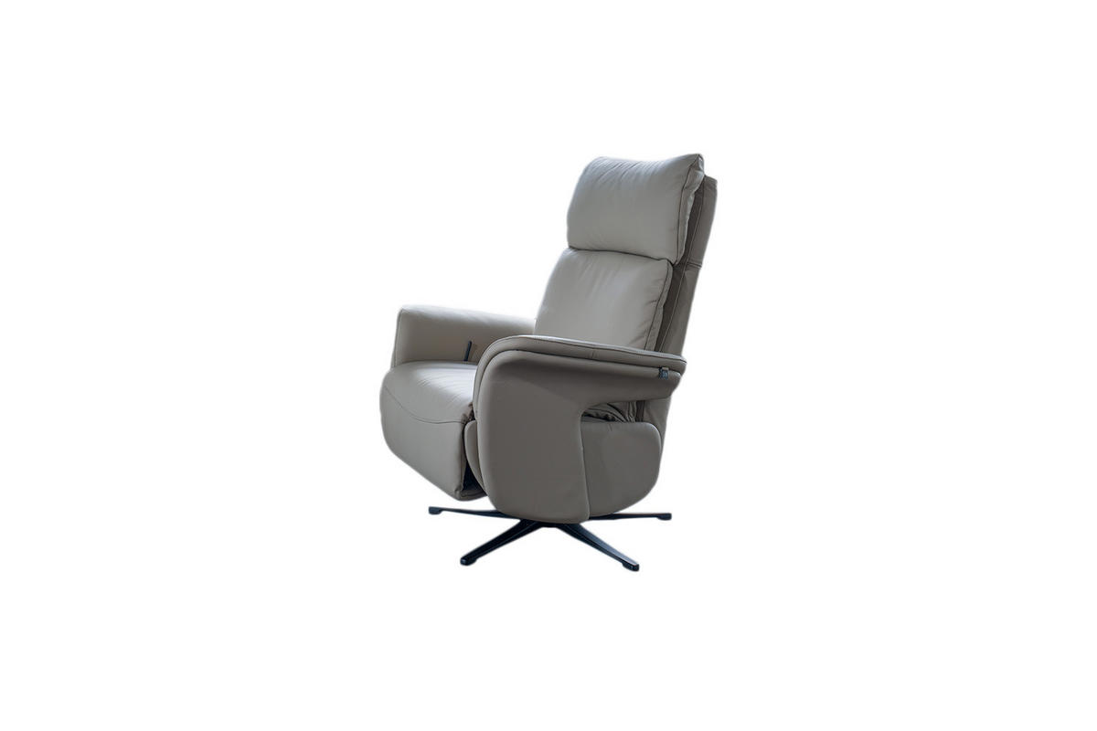 RELAXSESSEL NAMA Grau Leder - Schwarz/Grau, Leder/Metall (78/111/86cm) - KAWOLA
