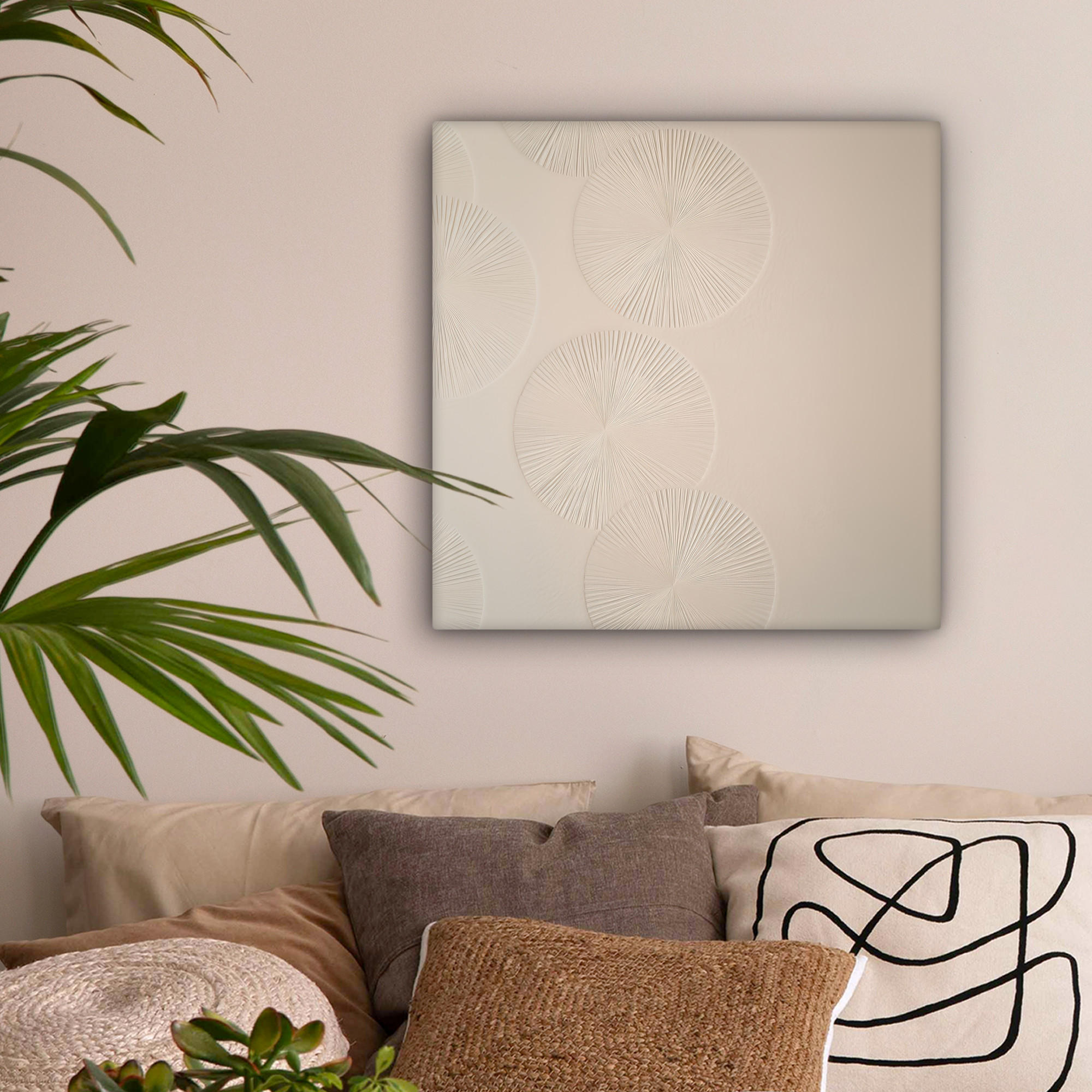 LEINWANDBILD Japandi - Beige - Modern 50x50 cm - Ecru, Textil (50/50cm) - MuchoWow