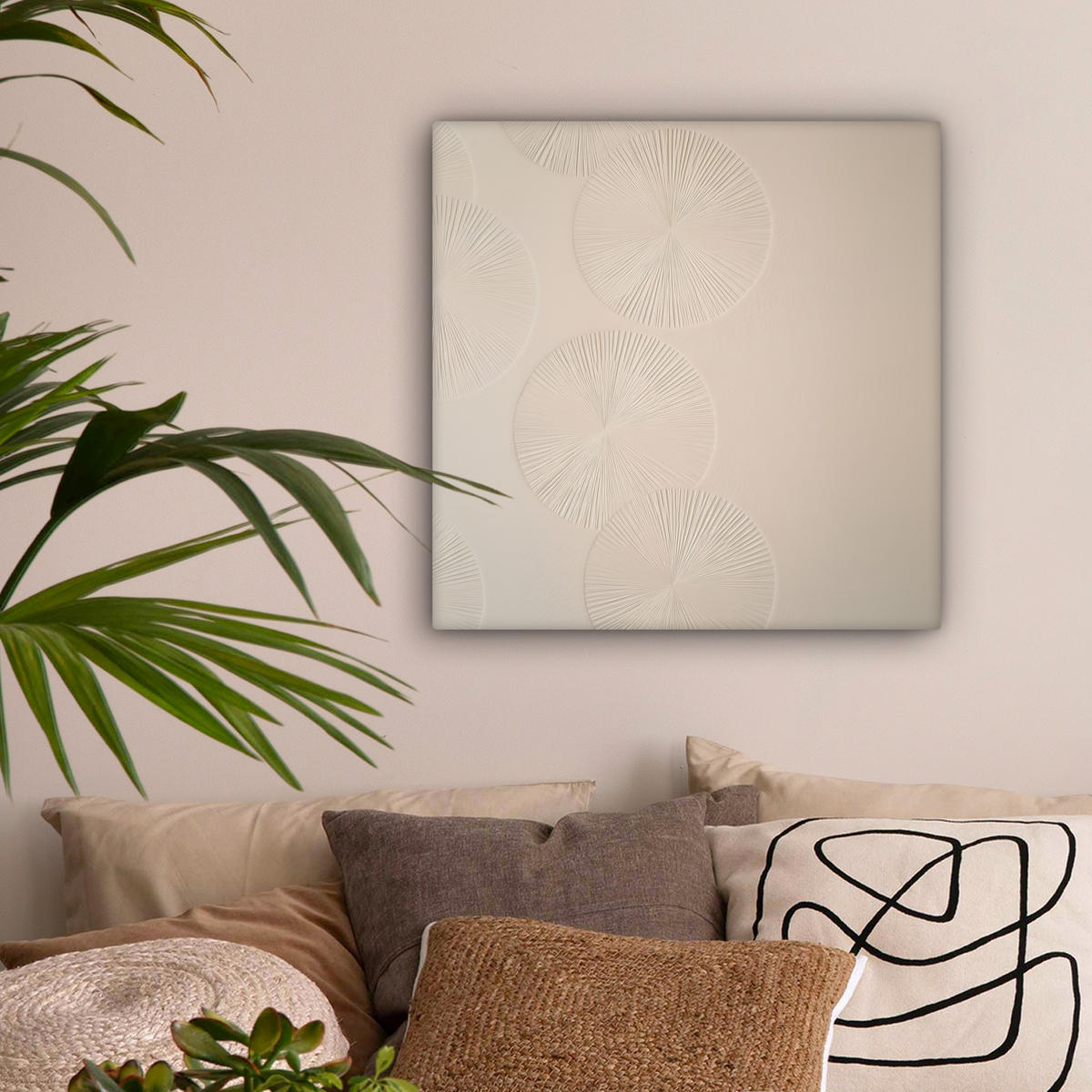 LEINWANDBILD Japandi - Beige - Modern 50x50 cm - Ecru, Textil (50/50cm) - MuchoWow