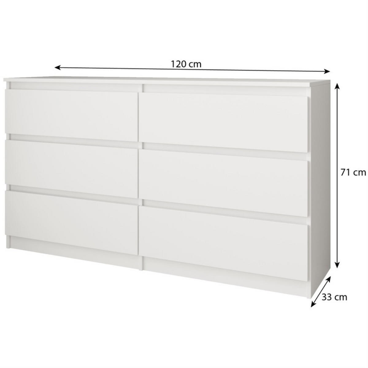 KOMMODE Look 120 cm mit sechs Schubladen, eiche Artisan - Eiche Artisan, Holzwerkstoff (120/71/33cm) - Beautysofa