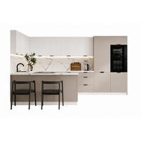 KÜCHENZEILE - KS28-G390x260 – Kendro / Morvex - Modernes Design für jede Küche - Beige, Holz/Metall (390/213.3/260cm) - ROYAL24_MARKT