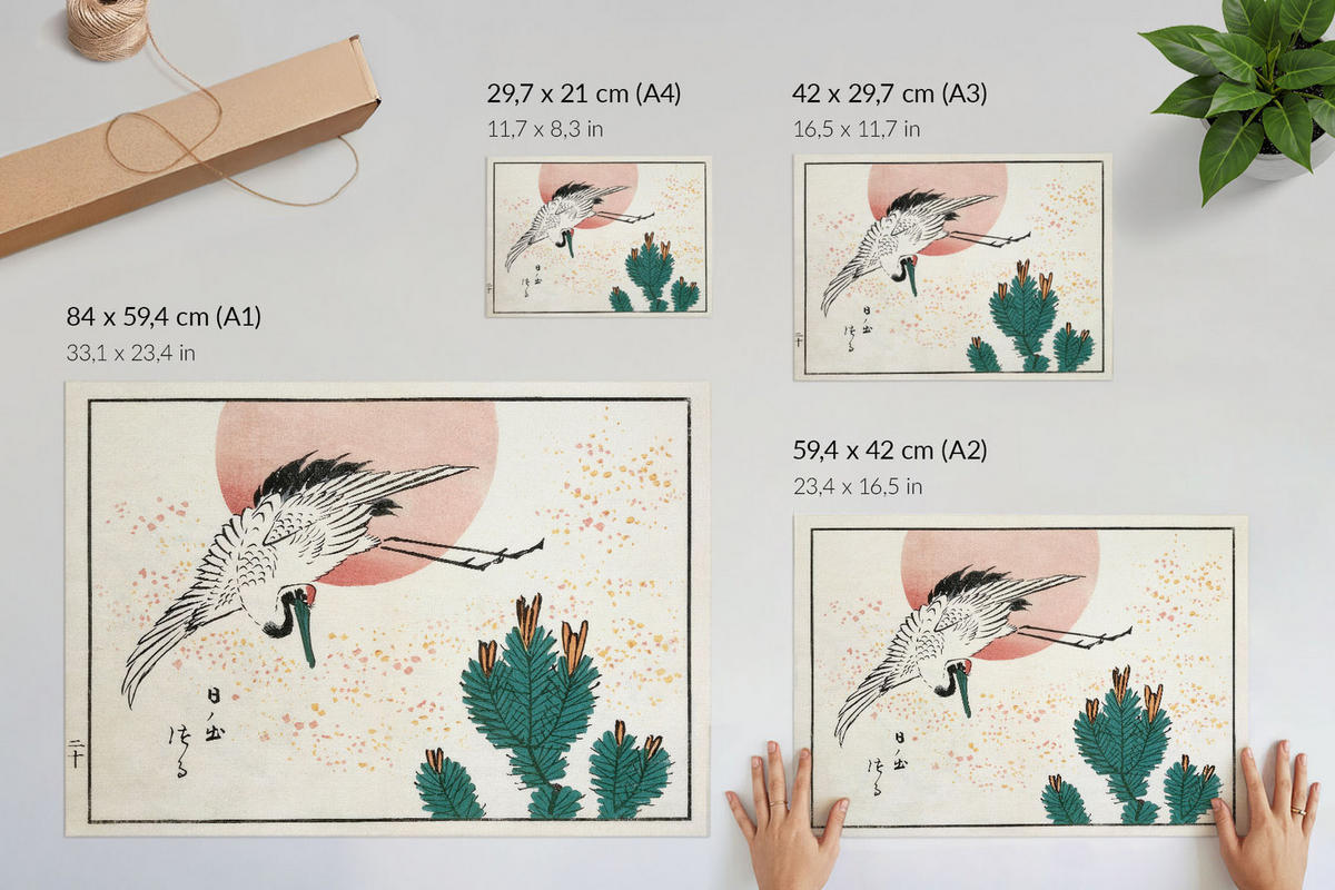POSTER - 59x42 cm (A2) - Utagawa Hiroshige - Kran - Weiß, Textil (59.4/42/0.1cm) - TULUP