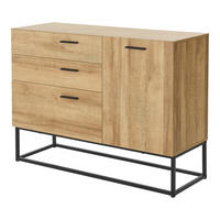 SIDEBOARD Lavangen - Eichefarben/Schwarz, Holzwerkstoff/Metall (100/75/35cm) - [en.casa]