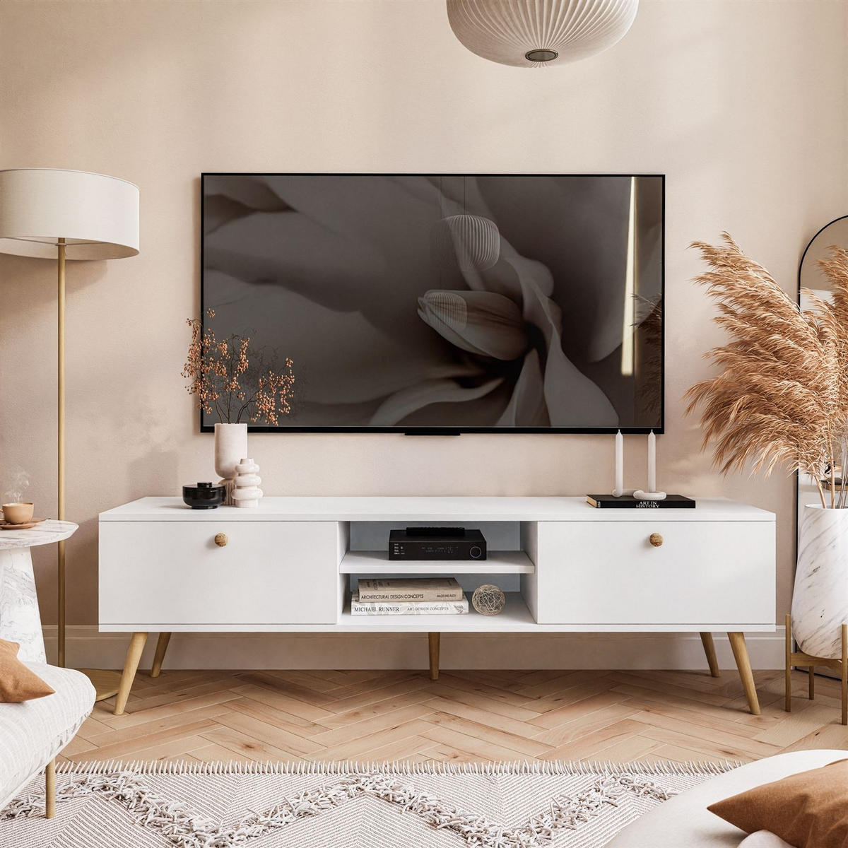 RTV Schrank HARMONY 170 cm Weiß - Weiß, Holzwerkstoff (170/50/41cm) - Lookway