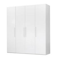 DREHTÜRENSCHRANK - Hochglanz Weiß / Weiß - Weiß Hochglanz/Silberfarben, Holzwerkstoff/Metall (195/218/60cm) - home24