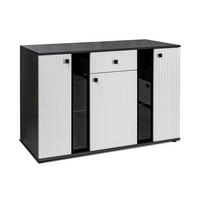 SIDEBOARD Formilo Grau Matera, Weiß 140,4/80/40,2 cm – Kommode mit Rillen - Weiß/Grau, Holzwerkstoff/Kunststoff (140/80/40cm) - AX Living