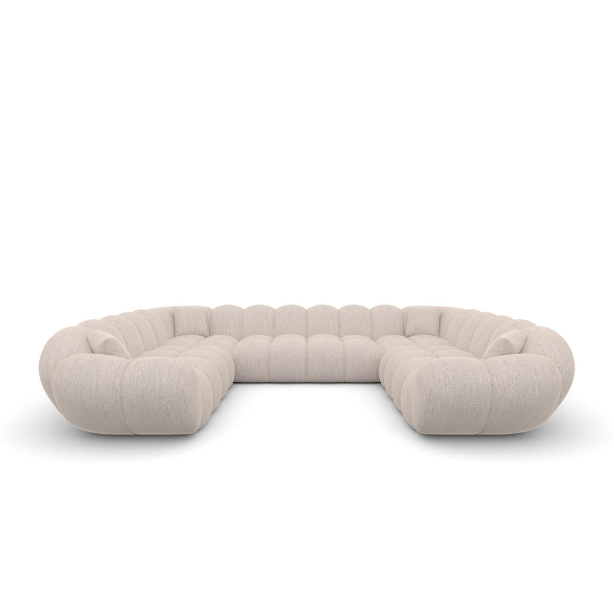 WOHNLANDSCHAFT Liva Beige Strukturstoff U-Form XXL Panorama - Beige, Textil (316/70/258cm) - VAROYAL