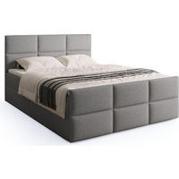BOXSPRINGBETT Boston Duo Mit Bettkasten, Topper und Matratze Grau Malmo 90 140x200 cm - Schwarz/Grau, Textil (140/200cm) - Bromarkt